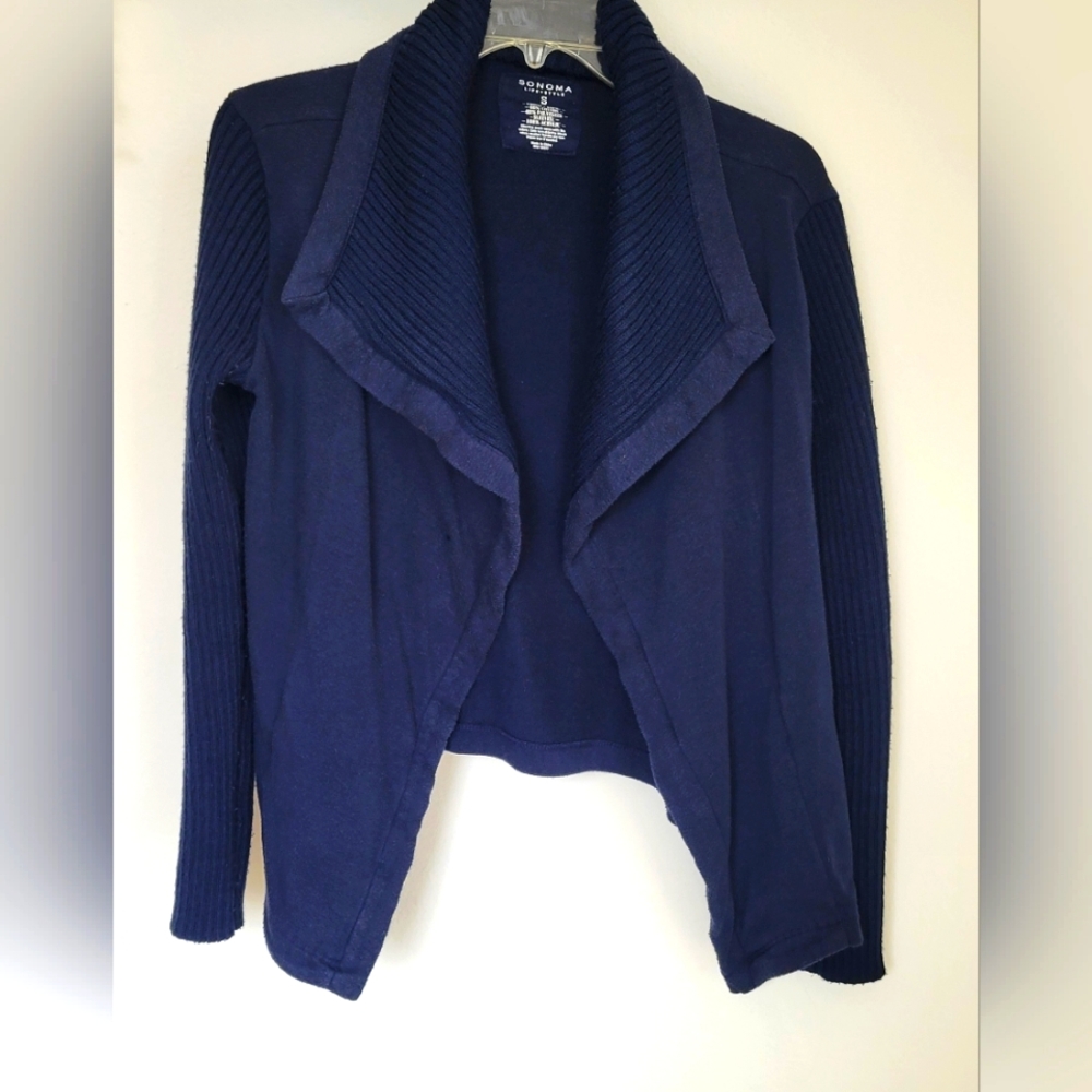 Womens Size S Knit Sonoma Blue Waterfall Jacket Cardigan